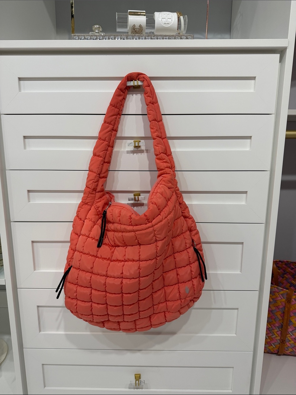 Free People Quilted Puffer Hobo Bag - Coral